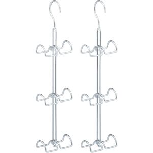 Relaxdays Set of 2 Handbag Storage Racks, 6 Hooks each, Purse Hanger, Bag Organisers, Metal, 39.5 x 8.5 x 4.5 cm, Silver Relaxdays Set of 2 Handbag Storage Racks, 6 Hooks each, Purse Hanger, Bag Organisers, Metal, 39.5 x 8.5 x 4.5 cm, Silver