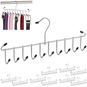 RELAXDAYS 10 x Belt Holder, Metal Tie Rack, Space Saving, 12 Hooks Each, Ties & Belts, Wardrobe, Silver RELAXDAYS 10 x Belt Holder, Metal Tie Rack, Space Saving, 12 Hooks Each, Ties & Belts, Wardrobe, Silver