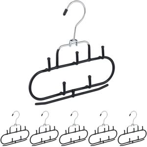 Relaxdays Belt Hanger, Set of 6, 5 Hooks, Bar, Non-Slip, Accessories Holder, Organiser for Ties & Scarves, Metal, Black Relaxdays Belt Hanger, Set of 6, 5 Hooks, Bar, Non-Slip, Accessories Holder, Organiser for Ties & Scarves, Metal, Black