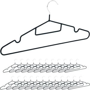Set of 24 Hangers, Non-Slip, Crossbar, Notches for Tops & Dresses, Tie Holder, Space-Saving Design, Black - Relaxdays Set of 24 Hangers, Non-Slip, Crossbar, Notches for Tops & Dresses, Tie Holder, Space-Saving Design, Black - Relaxdays
