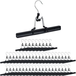 Set of 50 Relaxdays Metal Trouser Hangers Packs, 360° Swivel Hooks, Firm Clamps, Skirt Holders, Rubberized, 26 cm, Black Set of 50 Relaxdays Metal Trouser Hangers Packs, 360° Swivel Hooks, Firm Clamps, Skirt Holders, Rubberized, 26 cm, Black