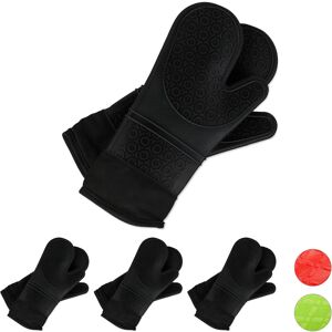 Set of 4 Pairs Relaxdays Oven Gloves Silicone, Heat-resistant, Non-slip, Pot Holders, Soft Lining, 1 Pair, Black Set of 4 Pairs Relaxdays Oven Gloves Silicone, Heat-resistant, Non-slip, Pot Holders, Soft Lining, 1 Pair, Black