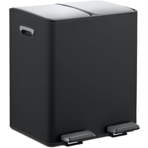 Relaxdays - Kitchen Bin, 2 Compartments, 15 Litres Each, Removable Buckets, Foot Pedal, Recycling Dustbin, Black/Silver Relaxdays - Kitchen Bin, 2 Compartments, 15 Litres Each, Removable Buckets, Foot Pedal, Recycling Dustbin, Black/Silver