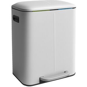 Relaxdays pedal bin, 2 compartments, 2x 20 l, removable inner buckets, soft close, metal, kitchen waste separator, white Relaxdays pedal bin, 2 compartments, 2x 20 l, removable inner buckets, soft close, metal, kitchen waste separator, white