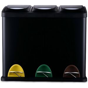 Relaxdays pedal bin, 3 bins, 24L, foot pedal, removable bins, kitchen waste sorter, 39.5 x 46 x 26.5 cm, black Relaxdays pedal bin, 3 bins, 24L, foot pedal, removable bins, kitchen waste sorter, 39.5 x 46 x 26.5 cm, black