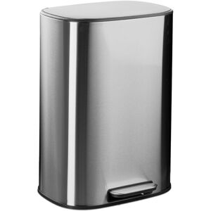 Relaxdays - Kitchen Pedal Bin, 50 l, Rubbish Disposal, Soft Close Lid, Removable Inner Bucket, Stainless Steel, Silver Relaxdays - Kitchen Pedal Bin, 50 l, Rubbish Disposal, Soft Close Lid, Removable Inner Bucket, Stainless Steel, Silver
