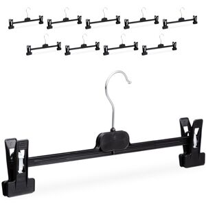 Set of 20 Relaxdays Plastic Trouser Holders, Adjustable Clamp Hangers, Swivel Metal Hooks, hwd: 14x36x3 cm, Black Set of 20 Relaxdays Plastic Trouser Holders, Adjustable Clamp Hangers, Swivel Metal Hooks, hwd: 14x36x3 cm, Black