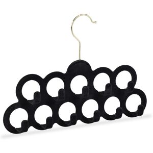 Scarf Hanger, 2x Set, 360° Swivel Hook, Nonslip Holder, 11 Rings & Hooks, Velvet Tie & Belt Organiser, Black - Relaxdays Scarf Hanger, 2x Set, 360° Swivel Hook, Nonslip Holder, 11 Rings & Hooks, Velvet Tie & Belt Organiser, Black - Relaxdays