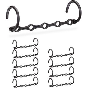 Relaxdays Space Saver Clothes Hanger Set of 10, Hook Organiser for 5 Pieces, Horizontal or Vertical Use, 37 cm, Black Relaxdays Space Saver Clothes Hanger Set of 10, Hook Organiser for 5 Pieces, Horizontal or Vertical Use, 37 cm, Black