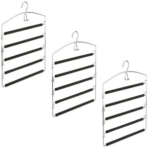 Relaxdays Space Saving Clothes Hanger, Multiple Trouser Rails, Metal, HWD: 44.5 x 37 x 2.7 cm, Silver/Black Pack of 3 Relaxdays Space Saving Clothes Hanger, Multiple Trouser Rails, Metal, HWD: 44.5 x 37 x 2.7 cm, Silver/Black Pack of 3