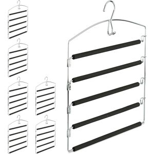 Set of 7 Relaxdays Space Saving Clothes Hangers, Multiple Trouser Rails, Metal, HWD: 44.5 x 37 x 2.7 cm, Silver/Black Set of 7 Relaxdays Space Saving Clothes Hangers, Multiple Trouser Rails, Metal, HWD: 44.5 x 37 x 2.7 cm, Silver/Black