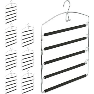 Set of 8 Relaxdays Space Saving Clothes Hangers, Multiple Trouser Rails, Metal, HWD: 44.5 x 37 x 2.7 cm, Silver/Black Set of 8 Relaxdays Space Saving Clothes Hangers, Multiple Trouser Rails, Metal, HWD: 44.5 x 37 x 2.7 cm, Silver/Black