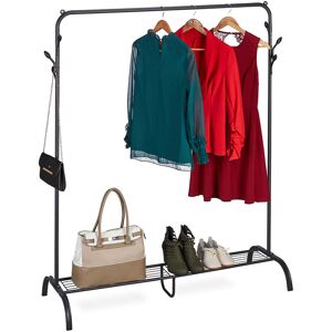 Relaxdays Coat Rack Metal, Shoe & Bag Shelf, 6 Hooks, Clothes Rail Bedroom, HWD: 145 x 132 x 44 cm, Free Standing, Black Relaxdays Coat Rack Metal, Shoe & Bag Shelf, 6 Hooks, Clothes Rail Bedroom, HWD: 145 x 132 x 44 cm, Free Standing, Black