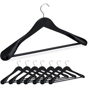 Set of 8 Suit Hanger, Wide Shoulder, Trouser Bar, for Jacket, Shirt, Trousers, Wooden, 23 x 45 x 6 cm, Black - Relaxdays Set of 8 Suit Hanger, Wide Shoulder, Trouser Bar, for Jacket, Shirt, Trousers, Wooden, 23 x 45 x 6 cm, Black - Relaxdays