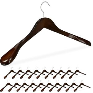 Set of 20 Relaxdays Suit Hangers, Wide Shoulders, 360° Swivel Hooks, Jackets, Wooden Coat Holders, Dark Brown Set of 20 Relaxdays Suit Hangers, Wide Shoulders, 360° Swivel Hooks, Jackets, Wooden Coat Holders, Dark Brown