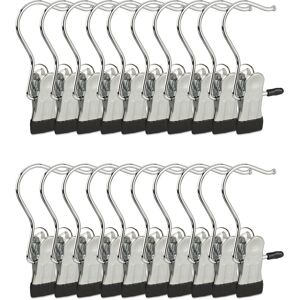Swivel Boot Hangers, Single Metal Clip Coat Hangers Set of 20, Rubberized Clothes Peg, hwd: 10.5x5x2 cm, Silver/Black - Relaxdays Swivel Boot Hangers, Single Metal Clip Coat Hangers Set of 20, Rubberized Clothes Peg, hwd: 10.5x5x2 cm, Silver/Black - Relaxdays
