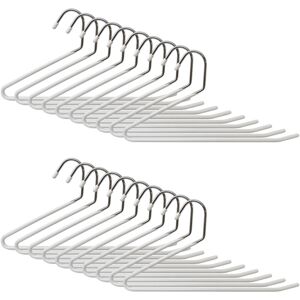 Relaxdays Trouser Hangers, Set of 20, S-Shape, Non-Slip, Space-Saving, Metal, Silver/White Relaxdays Trouser Hangers, Set of 20, S-Shape, Non-Slip, Space-Saving, Metal, Silver/White