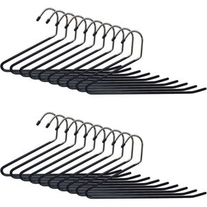 Relaxdays Trouser Hangers, 20-Pack, S-Shape, Non-Slip, Space-Saving, Metal, Silver/Black Relaxdays Trouser Hangers, 20-Pack, S-Shape, Non-Slip, Space-Saving, Metal, Silver/Black