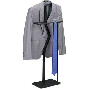 Relaxdays - Valet Stand, Suit Holder, Clother Butler, Jacket & Trouser Hanger, 107x48x20 cm, Metal & Wood Effect, Black Relaxdays - Valet Stand, Suit Holder, Clother Butler, Jacket & Trouser Hanger, 107x48x20 cm, Metal & Wood Effect, Black