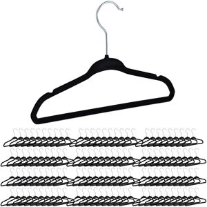 Relaxdays Velvet Coat Hangers, Set of 120, Non-Slip, for Clothes, Boys & Girls, Swivel Hook, Pants Rail, Black Relaxdays Velvet Coat Hangers, Set of 120, Non-Slip, for Clothes, Boys & Girls, Swivel Hook, Pants Rail, Black