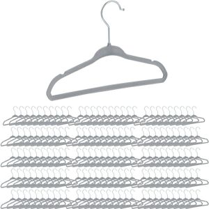 Relaxdays Velvet Coat Hangers, Set of 150, Non-Slip, for Clothes, Boys & Girls, Swivel Hook, Pants Rail, Grey Relaxdays Velvet Coat Hangers, Set of 150, Non-Slip, for Clothes, Boys & Girls, Swivel Hook, Pants Rail, Grey