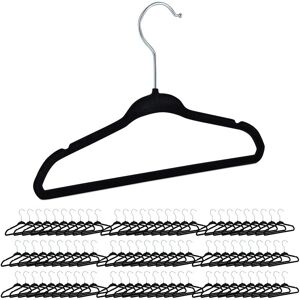 Relaxdays Velvet Coat Hangers, Set of 90, Non-Slip, for Clothes, Boys & Girls, Swivel Hook, Pants Rail, Black Relaxdays Velvet Coat Hangers, Set of 90, Non-Slip, for Clothes, Boys & Girls, Swivel Hook, Pants Rail, Black