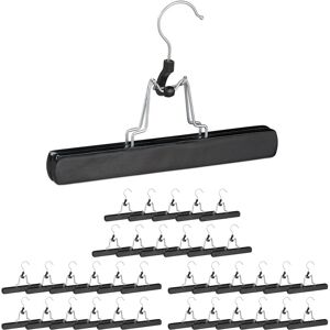 Relaxdays Wooden Trouser Clamp Hangers, 36 Pieces, 360° Swivel Hooks, Felt Protectors, HWD 17 x 25 x 2.3 cm, Black Relaxdays Wooden Trouser Clamp Hangers, 36 Pieces, 360° Swivel Hooks, Felt Protectors, HWD 17 x 25 x 2.3 cm, Black