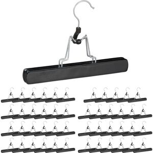 Relaxdays Wooden Trouser Clamp Hangers, 48 Pieces, 360° Swivel Hooks, Felt Protectors, HWD 17 x 25 x 2.3 cm, Black Relaxdays Wooden Trouser Clamp Hangers, 48 Pieces, 360° Swivel Hooks, Felt Protectors, HWD 17 x 25 x 2.3 cm, Black