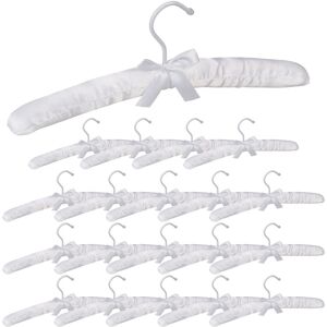 Set of 20 Relaxdays Satin Clothes Hangers, Soft Padding, 360° Swivel Hooks, Decorative Bow, 38 cm Wide, White Set of 20 Relaxdays Satin Clothes Hangers, Soft Padding, 360° Swivel Hooks, Decorative Bow, 38 cm Wide, White
