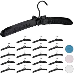 Set of 20 Relaxdays Satin Clothes Hangers, Soft Padding, 360° Swivel Hooks, Decorative Bow, 38 cm Wide, Black Set of 20 Relaxdays Satin Clothes Hangers, Soft Padding, 360° Swivel Hooks, Decorative Bow, 38 cm Wide, Black
