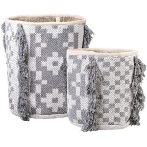 Beliani Set of 2 Storage Boxes - Cotton Off-White and Grey Beliani Set of 2 Storage Boxes - Cotton Off-White and Grey