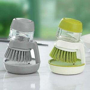 Ymyny - Set of 2 Dish Brushes with Refillable Dish Soap Dispenser and Container, Grey, Green mumu Ymyny - Set of 2 Dish Brushes with Refillable Dish Soap Dispenser and Container, Grey, Green mumu