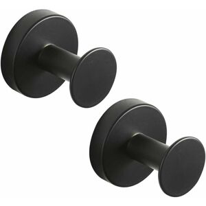 Hoopzi - Set of 2 Round Stainless Steel Coat Hook Black Color, Bathrobe Hook Black Painted Finish Wall Mount, Modern Style Towel Rack Hoopzi - Set of 2 Round Stainless Steel Coat Hook Black Color, Bathrobe Hook Black Painted Finish Wall Mount, Modern Style Towel Rack