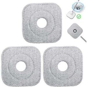 TEHTUY Set of 3 Replacement Microfiber Mop Heads, Square Mop Replacement Pads, Absorbent, Machine Washable, Wet and Dry Use for Mops TEHTUY Set of 3 Replacement Microfiber Mop Heads, Square Mop Replacement Pads, Absorbent, Machine Washable, Wet and Dry Use for Mops