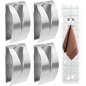 TEHTUY Set of 4 stainless steel kitchen towel holders, adhesive towel holders, wall hooks for towels, metal hooks for kitchen and bathroom towels TEHTUY Set of 4 stainless steel kitchen towel holders, adhesive towel holders, wall hooks for towels, metal hooks for kitchen and bathroom towels