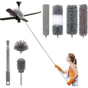 TORMATOR Set of 7 Telescopic Microfiber Dusters Cleaning Kit with Stainless Steel Handle, Washable, Removable Heads, Dust Brush for Ceiling, Curtain, Fan, Cob TORMATOR Set of 7 Telescopic Microfiber Dusters Cleaning Kit with Stainless Steel Handle, Washable, Removable Heads, Dust Brush for Ceiling, Curtain, Fan, Cob