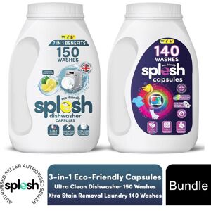 Splesh Eco-Friendly Cleaning Bundle - 3-in-1 Dishwasher & Laundry Capsules Splesh Eco-Friendly Cleaning Bundle - 3-in-1 Dishwasher & Laundry Capsules