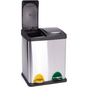 TEHTUY Stainless steel pedal bin for recycling, 2 compartments, 8L x 2 TEHTUY Stainless steel pedal bin for recycling, 2 compartments, 8L x 2