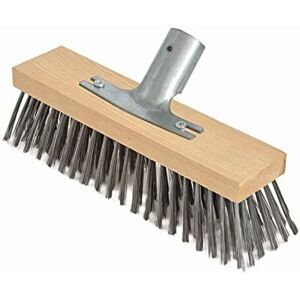 TEHTUY Steel bristle broom, 30 cm with metal handle support - Ø 28 cm - brush head - high-quality beech wood body TEHTUY Steel bristle broom, 30 cm with metal handle support - Ø 28 cm - brush head - high-quality beech wood body