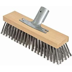 TEHTUY Steel bristle broom, 30 cm with metal handle support - Ø 28 cm - brush head - high-quality beech wood body TEHTUY Steel bristle broom, 30 cm with metal handle support - Ø 28 cm - brush head - high-quality beech wood body