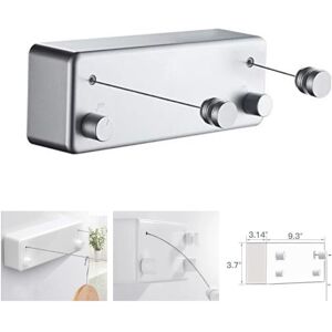 COOCHEER T-Retractable Clothesline for Indoor and Outdoor Use, 2 13.8Feet Stainless Steel Clothes Lines, No Need to Drill Holes Wall Mount - Blue Gray COOCHEER T-Retractable Clothesline for Indoor and Outdoor Use, 2 13.8Feet Stainless Steel Clothes Lines, No Need to Drill Holes Wall Mount - Blue Gray