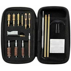 AIPERQ Universal cleaning kit for .22, .357, .38, 9mm, .45 caliber pistols, including bronze brushes and a brass adapter. AIPERQ Universal cleaning kit for .22, .357, .38, 9mm, .45 caliber pistols, including bronze brushes and a brass adapter.