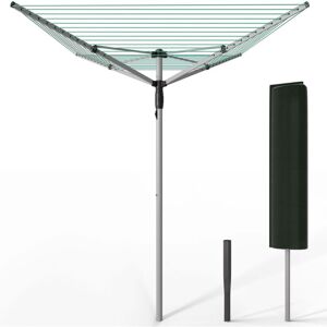 VOUNOT 50m Rotary Washing Line 4 Arm Clothes Airer with Cover and Spike, Silver VOUNOT 50m Rotary Washing Line 4 Arm Clothes Airer with Cover and Spike, Silver