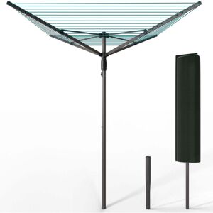 VOUNOT 50m Rotary Washing Line 4 Arm Clothes Airer with Cover and Spike, Grey VOUNOT 50m Rotary Washing Line 4 Arm Clothes Airer with Cover and Spike, Grey