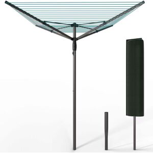 VOUNOT 50m Rotary Washing Line 4 Arm Clothes Airer with Cover and Spike, Grey VOUNOT 50m Rotary Washing Line 4 Arm Clothes Airer with Cover and Spike, Grey