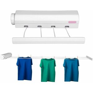 HOOPZI Wall Dryer, Foldable Clothes Dryer with 5 Wires of 3.75m Retractable Metal Retractable Clothesline Robust Clothesline Clothespins for Indoors and HOOPZI Wall Dryer, Foldable Clothes Dryer with 5 Wires of 3.75m Retractable Metal Retractable Clothesline Robust Clothesline Clothespins for Indoors and
