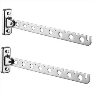 SNQ Wall-mounted clothes airer, set of 2, stainless steel folding clothes airer, wall-mounted clothes hooks, foldable wall-mounted clothes airer, hook SNQ Wall-mounted clothes airer, set of 2, stainless steel folding clothes airer, wall-mounted clothes hooks, foldable wall-mounted clothes airer, hook