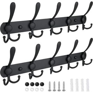 TEHTUY Wall-mounted coat rack, five sturdy hooks, all-metal construction for jackets, coats, hats in the cloakroom entrance (matte black, pack of 2) TEHTUY Wall-mounted coat rack, five sturdy hooks, all-metal construction for jackets, coats, hats in the cloakroom entrance (matte black, pack of 2)