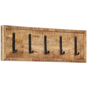 Wall-mounted Coat Rack with 5 Hooks Solid Wood Mango vidaXL Wall-mounted Coat Rack with 5 Hooks Solid Wood Mango vidaXL