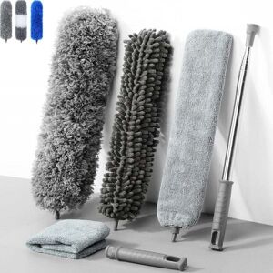 Mumu - Washable telescopic duster, duster, rod and bendable corner brush, microfiber stainless steel with telescopic rod, extendable up to 250 cm, Mumu - Washable telescopic duster, duster, rod and bendable corner brush, microfiber stainless steel with telescopic rod, extendable up to 250 cm,
